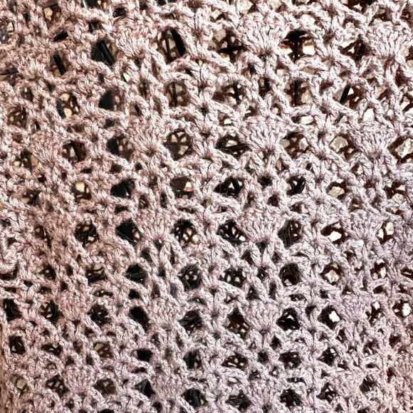 Vintage Newport News Crochet Dress Girls Large Tunic Taupe Short Sleeves… - Picture 7 of 12